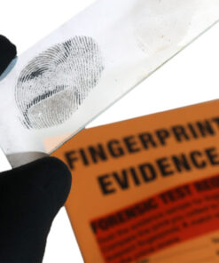 Fingerprint on slide with evidence envelope