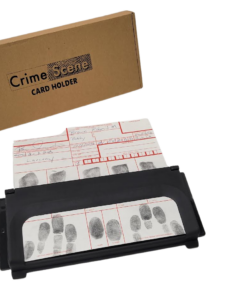 criminal booking card placed into a b;ack fingerprint card holder