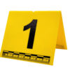 A yellow a frame Evidence Tent with a scale in cm and large numbering