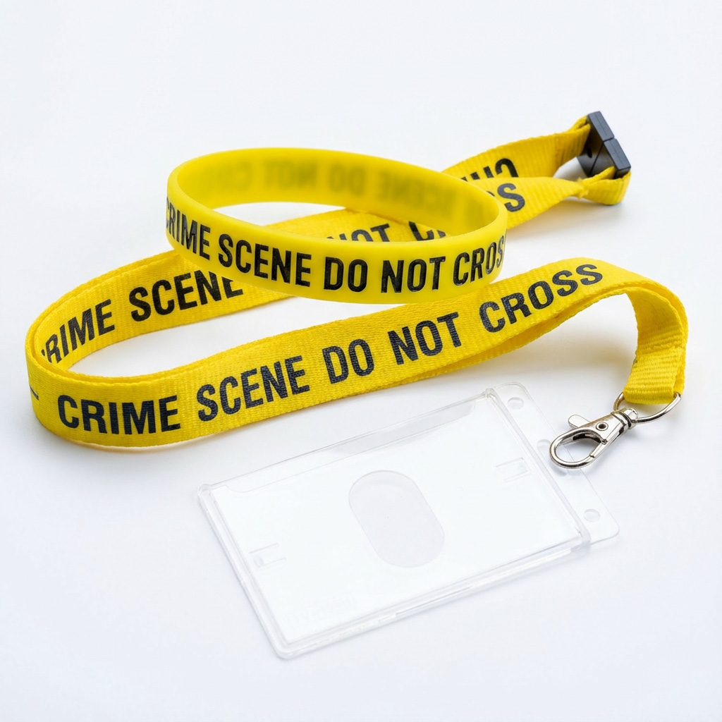 wrist strap and crime scene lanyard